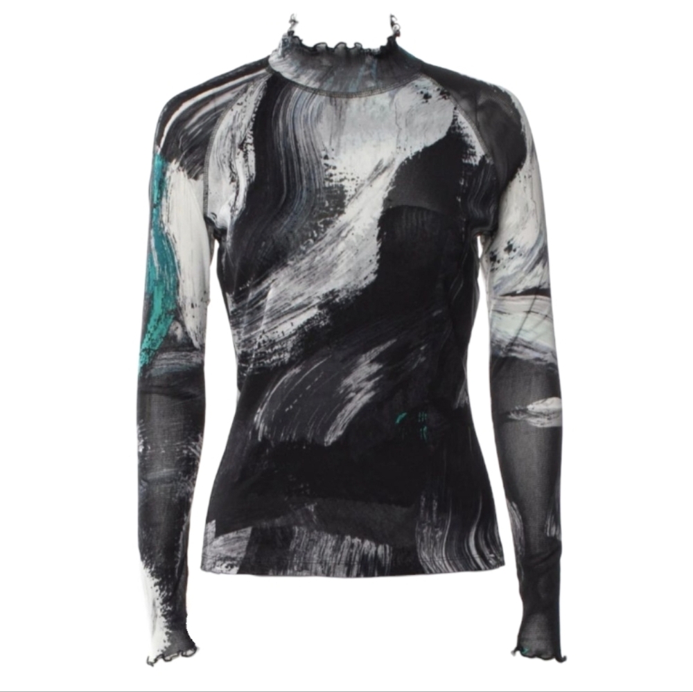 Diane Von Furstenberg DVF | Remy Abstract Print Mesh Top